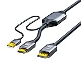 xbiez HDMI2.1 auf DP1.4 Adapter, HDMI-kompatibel zu DP-Stecker mit Chip-Display-Kabel für Monitor-Video-Konverter