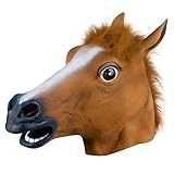 Retoo Pferdemaske für Halloween Maske Latex, Tiermaske Erwachsene, Pferd Kostüm für Weihnachten Party Dekoration, Pferdekopf, Pferde Maske, Tierkopf Karneval, Braun