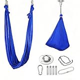 Aerial Yoga Tuch,Schaukel,Vertikaltuch,Atmungsaktiv Langlebig, with Fittings(150 x 280 cm). Yoga Hammock Set (Blau)