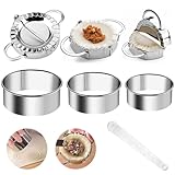 NAROSEBE 7 Stück Ravioli Former Edelstahl Ravioli Dumpling Maker Former Raviolirad Ausstecher Set Rund Dumpling Cutter Teigtaschenformer Ravioliformer Set Mit Holzgriff für Dumpling machen