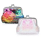 2 Stück Pailletten Geldbörsen Damen Geldbörse Pailletten Münzbeutel Doppelseitige Dazzle Pailletten Glitzer Kinder Geldbörse Pailletten Tasche für Damen Kinder Geburtstag Party Weihnachten Geschenke