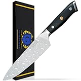 Modernes Kochmesser, präzise gefertigter deutscher Stil, kohlenstoffreicher Edelstahl, verbesserte Form für Balance und Komfort, fortschrittlicher Fiberglas-Verbundgriff, voller Tang, Butt Cap und