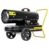 Heizkanone Dieselheizgebläse Dieselheizer 20kW Diesel betriebener Heißluftgenerator Heizgerät Bauheizer Heizer mit Rädern 20l Tank, Digitale Temperaturanzeige, Überhitzungsschutz