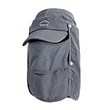TAGVO Sonnenhut mit Abnehmbarer Halsklappe, UPF 50+ Schutz Atmungsaktive Angelhüte, Faltbare Schnell Trocknende Camping Wanderhut Sonnenkappen für Männer und Frauen - Universalgröße