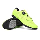 LZQpearl Fahrradschuhe Herren, Rennrad Und Mountainbike Schuhe Mit Gummisohle, Atmungsaktive, rutschfeste No-Lock Fahrradschuhe Mit Schnell Rotierendem Schnürsenkelsystem Yellow, 44