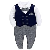 Famuka Baby Strampler Baby Jungen Smoking Anzug Spieler Taufe Hochzeit Partei Outfit Fotoshooting Babykleidung (Marine, 3M)