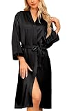 Sopesil Damen Satin Bademantel Unisex Satin Bademantel Kimono V-Ausschnitt Morgenmantel für Spa Haus und Hotel