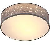 Monzana Deckenlampe Sternenhimmel Rund Ø 38cm Stoffschirm 2-Flammig 40 Watt Wohnzimmer Schlafzimmer Deckenleuchte Stoffdeckenlampe Lampe Grau 2xE27