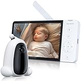 ASFSKY Baby Monitor, Babyphone mit Kamera, 5''HD-Display, Gewächshauserkennung, Infrarot-Nachtsicht, 2 Wege Audio, 8 Musik, Videoaufzeichnung, VOX-Modus, Fütterungserinnerung, Babyfon (Weiß)