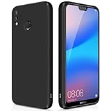 GiiYoon Hülle Kompatibel mit Huawei P20 Lite, Hochwertiges Liquid Silicone Case, Rundumschutz Handyhülle, Kratzfestes Weiches Mikrofaserfutter- Schwarz