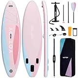 YOTTOY Aufblasbares Stand Up Paddle Board (SUP) 12'15.2 cm - Ultrastabiles, leichtes SUP, rutschfestes Deck mit Premium-Paddleboard-Zubehör, tragbares All-Around-Board zum Surfen, Yoga & Angeln (Rosa)