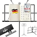 Notenständer Kinder & Erwachsene - Klappbar Stabil (2 in 1 Doppelnutzung für Tisch + Stand) Notenständer Gitarre (Höhenverstellbar) Notenpult mit Tasche - Music Stand Tischnotenständer + Noten Ständer