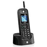 Motorola - O201 DECT kabelloses Festnetztelefon, Anrufer-ID, Hintergrundbeleuchtung, Telefonbuch mit 200 Nummern, große Reichweite, Freisprecheinrichtung, ideal für den Außenbereich, Schwarz