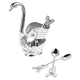 LIGIGWASH 1Satz Löffelhalter mit Dessertlöffeln Langlebiger Schwan Basis Organizer aus Stilvolles Design für Eiscreme und Desserts für Täglichen Gebrauch