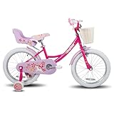 JOYSTAR Einhorn 18 Zoll Kinderfahrrad für 5-8 jährige Mädchen, 18 Zoll Kinderfahrrad mit Stabilisatoren & Kickstand & Korb