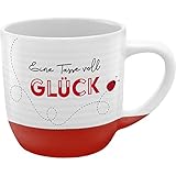 GRUSS & CO Tasse mit Rillen 'Eine Tasse voll Glück' | Steinzeug, 40 cl, mehrfarbig | Glücksbringer | 48444