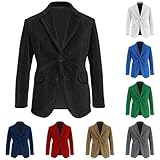 Generisch Cord Sakko Herren Sportlich Modern Anzug Regular Fit Business Anzugjacke Freizeit Herrensakko Baumwolle Blazer Jacke Hochzeit Cordjacke Lässig Anzüge Sakkos Jackett Hemdjacke Schwarz S