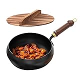 Elektropfanne – mit flachem Boden mit Holzgriff – unbehandelt mit Handbrateisen, Pfanne für die Küche im Restaurant