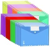 Agoer Dokumententasche A4 Abheftbar 32 Stück, [ Breitere Größen ] 8 Farben Dokumentenmappe A4 Klettverschluss mit 11 Lochrand und Etikettentasche, Transparent Foldersys Mappen Ordnersystem