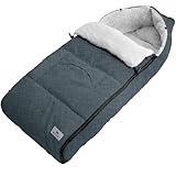 Kidiz® Babyfußsack Baby Fußsack Winterfußsack Babyschale mit Reißverschluss Kuschelsack Babydecke Kinderwagen waschbar verschließbarer Kopfteil,Tasche, passend für alle Kinderwagen, Jeans Grau