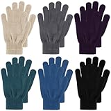 Boyiee 6 Paar Strickhandschuhe Erwachsene Vollfinger Handschuhe für Unisex Damen (Schwarz, Grau, Grün, Lila, Blau, Khaki, L)