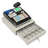 Registrierkasse Elektronisch, Elektronische Kasse mit 48 Tasten 40W DigitalanzeigeGeldkassette Abschließbar, Kassensystem für Einzelhandel Gastronomie Supermarkt (10000 PLUs, Digitalanzeige)