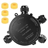 1 Satz Abzweigdose Wasserdicht Verteilerdose Außen Wasserdicht Abzweigdose Ip68 Schwarz Ausgestattet Mit 4pcs Anschlussstecker FSH006