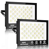 Sararoom LED Strahler Außen 100W 10000LM LED Fluter, 156 LED Kaltweiß 6500K Flutlicht Scheinwerfer Außenstrahler, IP65 Wasserdichte Flutlichtstrahler für Garten Garage Hof Auffahrt Türen Flur, 2er