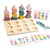 Generisch Formensortierer - Steckperlen Lernspiel mit Zuordnungsspiel - Holz Farbensortierspiel Stapelspielzeug,Für Kinder Mädchen ab 3 Jahre Geburtstag Zuhause Kindergarten Spielzimmer