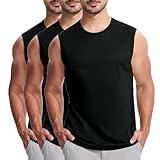 KOG 3er Pack Unterhemd Herren Tank Top Sport Tanktop Sommer Muskelshirt Ärmelloses Wandershirt Einfarbige T-Shirts 2025 Baumwolle Prime Tshirt Fitness Shirt Warehouse Deal Schwarz L