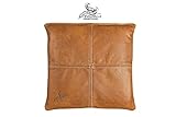 Centaur - Hochwertiges Leder Sitzkissen - Cognac Vintage 40x40 cm - Ideal für Stuhl oder Sitzbank - Abwaschbare Echtleder Stuhlkissen - Pflegeleichte Sitzauflage