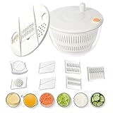 Salatschleuder und Schneider,Salatwasch-Schleuder Und Trockner | Küchen Waschschüssel Trockner Abtropfsieb,Für Zubereitung von Gurken Ingwer Knoblauch