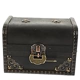 PartyKindom Vintage Holz Schmuckschatulle Robuste Aufbewahrungsbox für Schmuck und Kleinigkeiten Kompakte Schatztruhe mit Deckel für Ringe Ohrringe und Anhänger Praktische Holzbox für