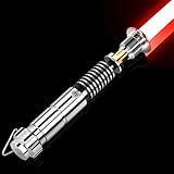 Atexbser Duell-Lichtschwert | Heavy-Duty Luke Lichtschwerter | Motion Swing Lightsaber Aluminium Griff mit 16 Soundfonts | 16 RBG Farben wechselnde aufladbar für Erwachsene (45in)