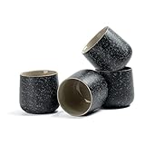 TEANAGOO Keramische japanische Teetasse, 7,2Oz / 205 ml, Charcoal Grey, H17, 4 Stück/Karton, Besetztes Japan Teetassen, Chinesische Teetasse, Asiatische Teetassen, Asiatische Teetassen ohne Henkel