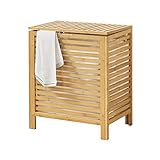 [en.casa] Bambus Wäschekorb Skövde 50,5 x 35,5 x 60 cm Wäschetruhe Wäschesammler mit herausnehmbarem Wäschesack 65 L