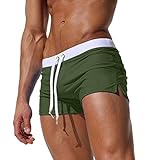 Herren Badehose Jungen Bademode Sexy Badeshorts für Männer Schwimmhose mit Reißverschlusstasche Trainingsshorts Elastisch Verstellbar Mit Tunnelzug Badeshorts