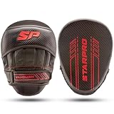 Starpro Box-Fokus-Pads Gebogene Fokus-Handschuhe Trainingspolster aus Kunstleder MMA Muay Thai Kickboxen Coaching Kampfsport Schlagen Hand, Ziel Schlagpolster Paar (Schwarz/Rot, STD)