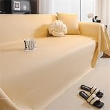 RUILBJM Große Sofadecke - Modern Unifarben Stuhlkissen - Leder Multifunktional Dekorative Decke - Geeignet für 1, 2, 3, 4 Sitzer Sofas - rutschfest Schmutzabweisend Sofabezug (Beige,180x180 cm)