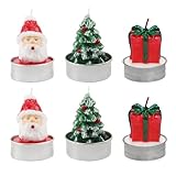 SJUNJIE 6 Stück Mini Weihnachtskerzen der Kopf Eines Alten Mannes Mini Weihnachten Teelichter Kerzen Weihnachtsbaum Weihnachtskerzen Geschenkmuster Geeignet für die Heimdekoration