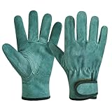 Gartenhandschuhe Herren Arbeitshandschuhe for den Garten, Rindsleder, atmungsaktive Gartenhandschuhe, dornensichere Sicherheitshandschuhe for den Blumengarten for Damen for Jäten und Beschneiden(Blue-