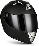 Soxon® ST-550 „Fighter“ · Integral-Helm · Full-Face Motorrad-Helm Roller-Helm Scooter-Helm Cruiser Sturz-Helm StreetFighter-Helm Sport Urban MTB · ECE 22.05 Visier Schnellverschluss Tasche L (59-60cm)