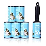 Fusselroller,Haustier Fusselbürste Fusselbürste Fusselrolle 6 Rollen mit 1 Abroller 540 Blätter Extra Klebrig Fusselrolle Tierhaare Tierhaarentferner Entfernt Tierhaare und Fusseln für Haare, Staub