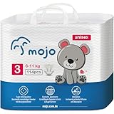 Komfortable Größe 3 Einweg Babywindeln Ultra-absorbierend Auslaufsicher Hautfreundlich Atmungsaktiv Unisex Windeln für Kinder, 114 Stück für 6-11 kg
