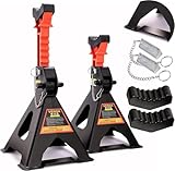 2X Unterstellböcke Stützböcke 3T, 295-425 mm, mit Sicherung VERSTÄRKT Wagenheber Ständer Modellwahl Wagenbock Werkstattstände Profi Reifenwechsel Abstellbock Auto Heber Gummi PKW Wohnmobil SN2432
