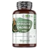Bio Spirulina & Chlorella - 1740mg Pulver nur in 3 Kapseln - 2+ Monate Vorrat - 240 Vegane Kapseln - Alternative zu Chlorella Tabletten, Spirulina Presslinge & Pulver - Von WeightWorld