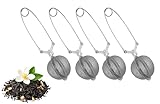 mucHome 4x Teezangen aus rostfreiem Edelstahl, Teekugel Ø 5cm, Teesieb für losen Tee, feinmaschige Siebzange für optimalen Teegenuss Teefilter Teeei