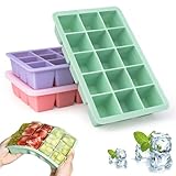 Eiswürfelform mit Deckel, 3 Stück Silikon Eiswürfelbehälter BPA Frei Eiswürfelformen Stapelbar Eiswürfel Form Eiswürfelschalen für gekühltes Wasser, Getränke, Whiskey, Cocktail, Lebensmittel