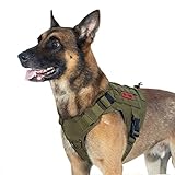 OneTigris Hundegeschirr, FIRE Watcher Taktische Geschirr MOLLE Sicherheitsgeschirr Service Hunde Hundeweste mit 1 Griffe und 2 No-Pull D-Ring 1000D Nylon (S, Grün)