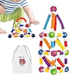 Generisch Magnetische Kugeln Und Stäbe Set - Spiel mit Teleskopstäben,Magnetische Bauklötze mit Teleskopstäben - für Eltern-Kind, und Mädchen, Jugendliche, Kindergarten, Reisen, Zuhause und